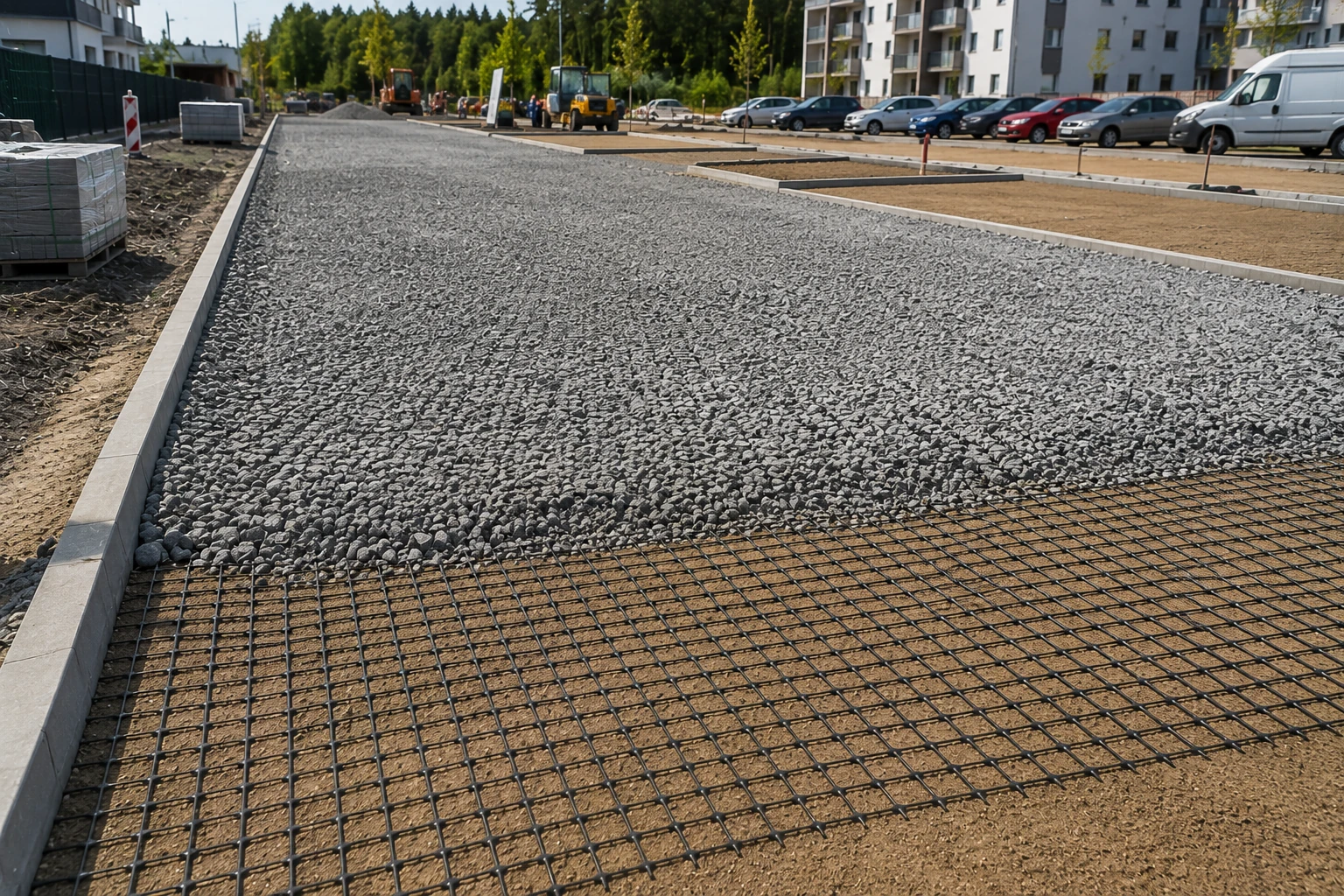 Georuszt stosowany pod nawierzchnią parkingu osiedlowego