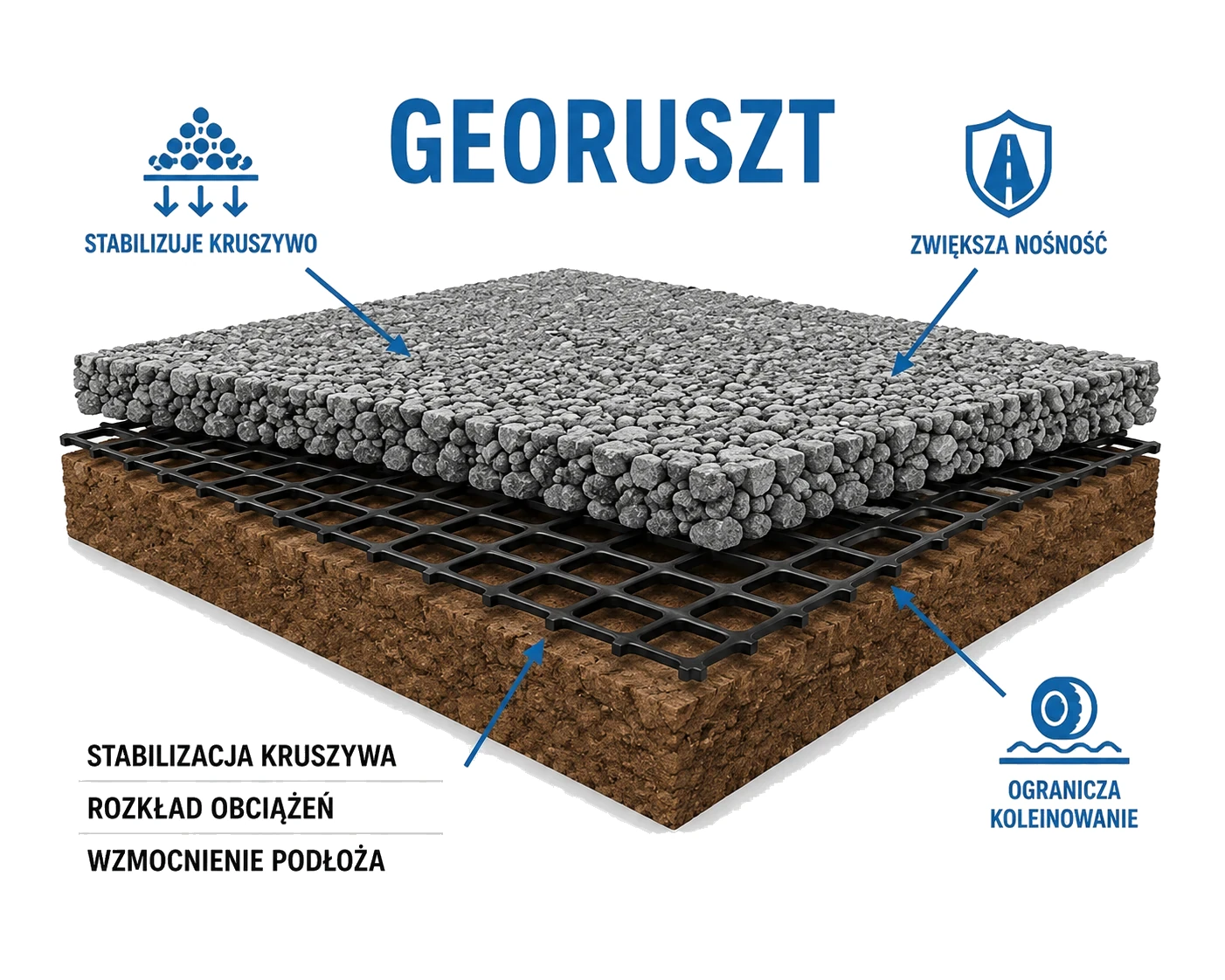 Georuszt stabilizujący warstwę kruszywa